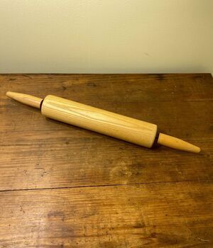 Wood Rolling Pin Brown Handles Kitchen Baking Pastry Tool Solid Barrel Dough